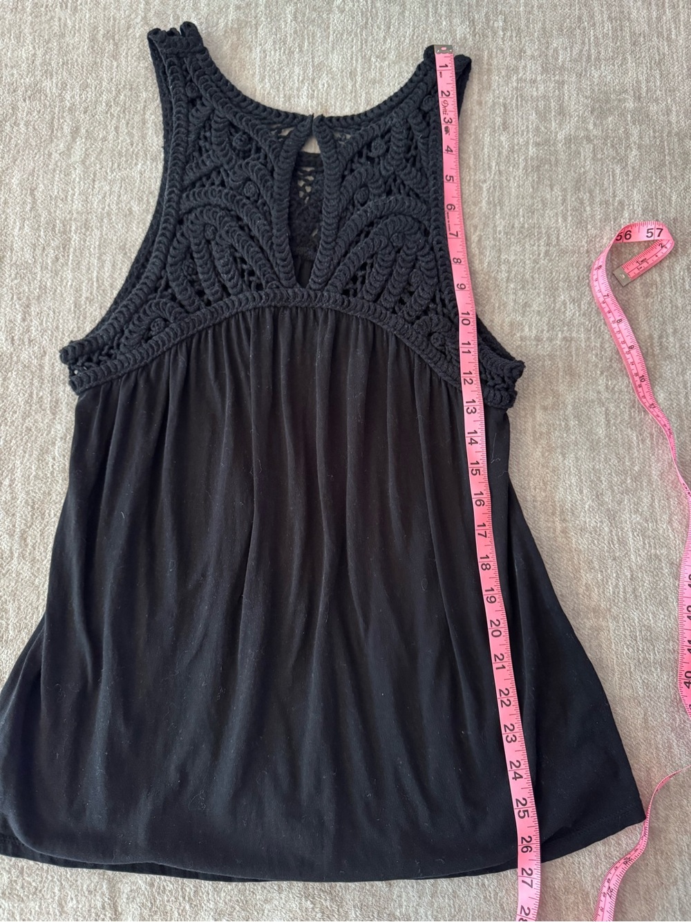 LOFT Crochet Top Swing Black Sleeveless Boho S - Picture 6 of 6